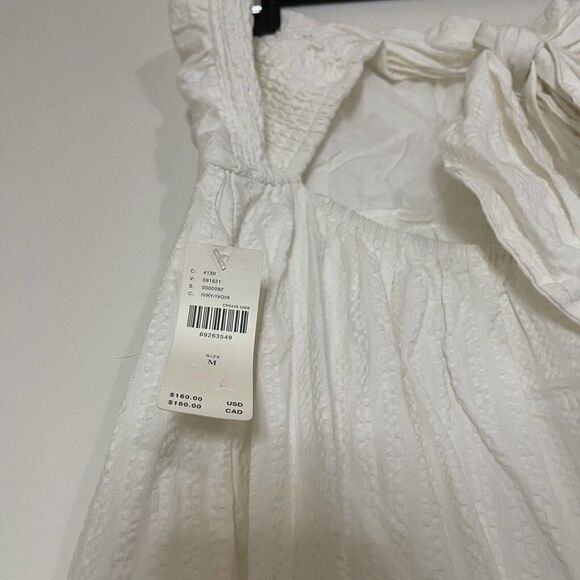 NEW! ANTHROPOLOGIE Maeve White boho high low tiered dress removable strap Medium - Picture 4 of 11